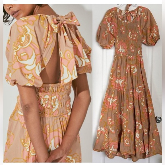 Cleobella Dresses & Skirts - $278 Cleobella Alana Smocked Puff Sleeve Maxi Dress 100% Organic Cotton Small